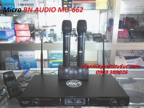 Micro không dây BN Audio Mu-662 kèm chân đế, pin sạc 2 micro