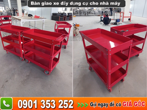 Xe đẩy đựng dụng cụ thiết bị 3 ngăn chuyên dụng nhà xưởng