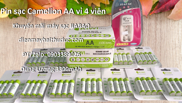 Pin Sạc Kiwi 3300mAh vỉ 4 viên kèm khyuến mãi máy sạc Jiabao