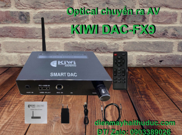 Bộ chuyển Optical ra AV Kiwi DAC-FX9 hỗ trợ Bluetooth, micro, volume