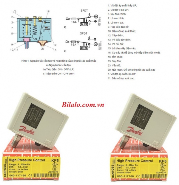 Mua công tắc áp suất Danfoss KP5 chính hãng tại Hà Nam