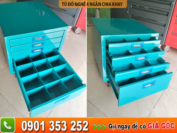 Tủ đồ nghề 4 ngăn kéo khoá chia khay