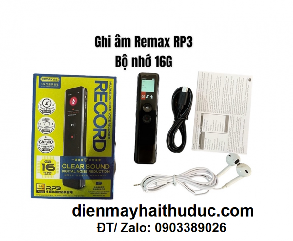 Máy ghi âm Remax RP3 dung lượng 16Gb có chức năng như MP3