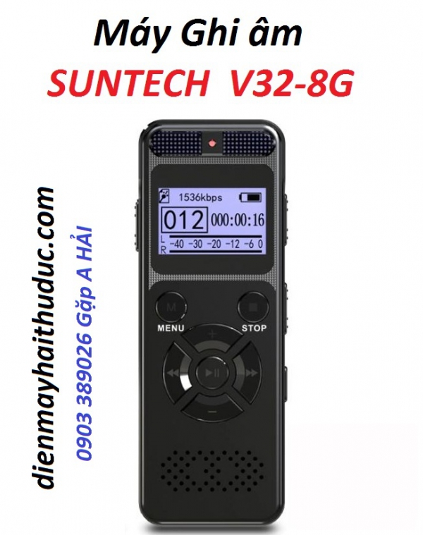 Máy ghi âm Suntech V32 dung lượng 8Gb loa lớn, thu phát rõ tiếng