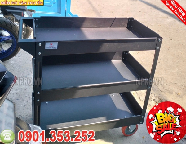 Hot sale xe đẩy 3 ngăn, kệ đựng đồ nghề 3 tầng tại npro