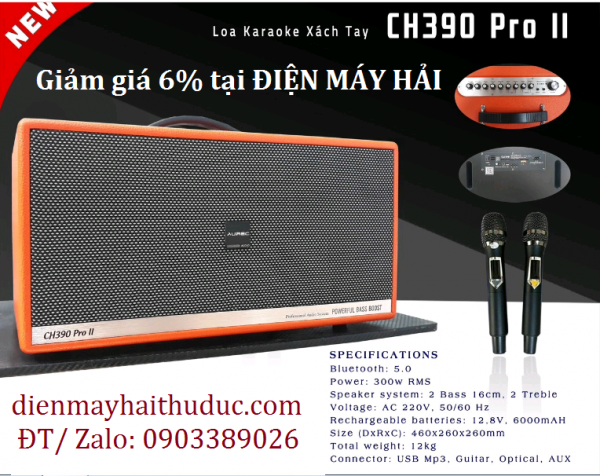 Loa Karaoke xách tay AURED CH390 Pro II công suất lớn