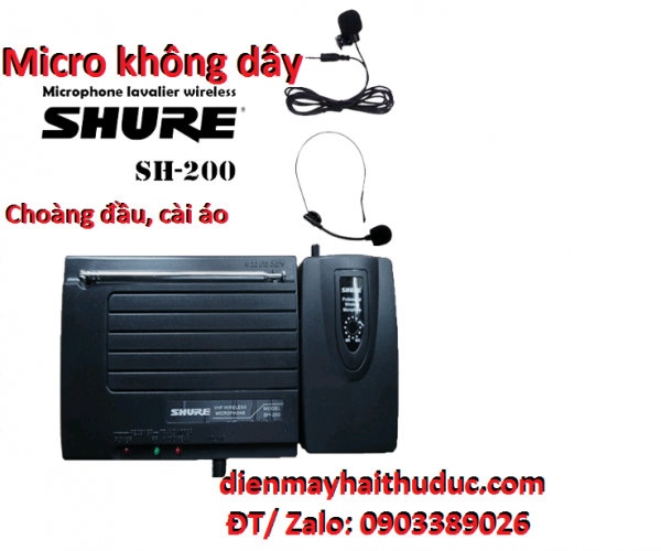 Micro không dây Shure SH-200 mẫu cài đầu + cài áo dùng trợ giảng...