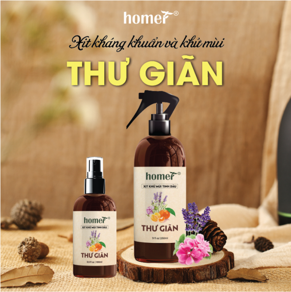 Xịt khử mùi tinh dầu Homer Thiên nhiên - Giúp kháng khuẩn, khử mùi, thanh lọc không khí dung tích 250ml