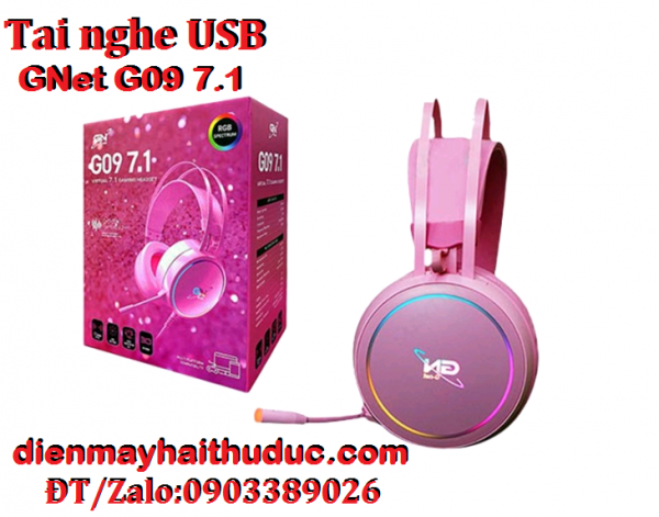 Tai nghe có dây cổng USB G-Net G09-7.1 màu hồng cho phái nữ