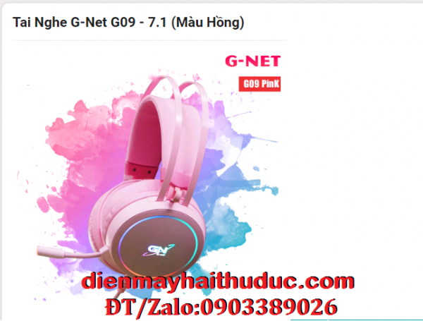 Tai nghe có dây cổng USB G-Net G09-7.1 màu hồng cho phái nữ