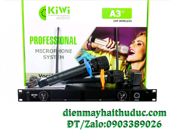 Micro không dây Kiwi A3+ dòng mic bộ 2 cây giá bình dân hát hay