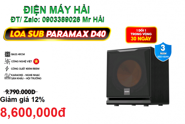 Loa Sub Paramax SUB-D40 giảm giá 12% tại Điện Máy Hải