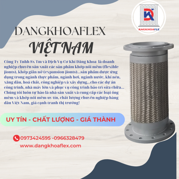 Khớp nối mềm inox mặt bích, khớp chống rung inox, khớp nối mềm nối bích