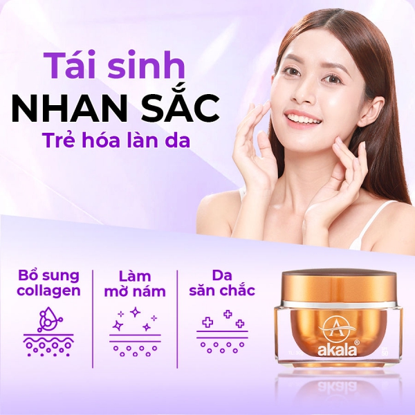 Kem Nám - Tàn Nhang - Đồi Mồi - Chống Lão Hoá, Trắng Da akala 30 gram (Tế Bào Mầm Tái Sinh & Collagen Peptide)