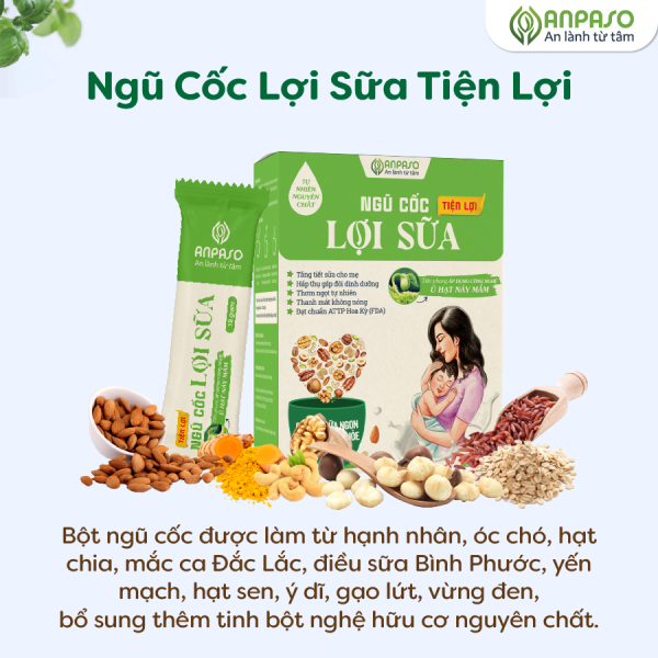 Ngũ cốc lợi sữa tiện lợi ANPASO Bổ Sung Dinh Dưỡng cho mẹ và bé - Bột Sữa Ngũ Cốc Giúp Cải thiện tiêu hóa thanh nhiệt và giảm táo bón cho mẹ và bé