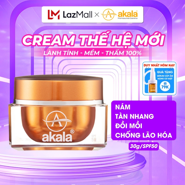 Kem Nám - Tàn Nhang - Đồi Mồi - Chống Lão Hoá, Trắng Da akala 30 gram (Tế Bào Mầm Tái Sinh & Collagen Peptide)