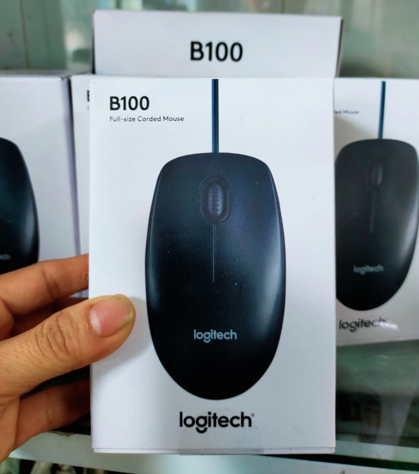 Chuột máy tính Logitech B100 có dây chính hãng