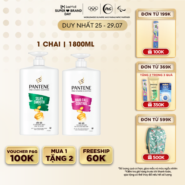 Pantene Pro-V Dầu Gội Ngăn Rụng Tóc / Suôn Mượt Óng Ả Chăm Sóc Tóc 1800ml