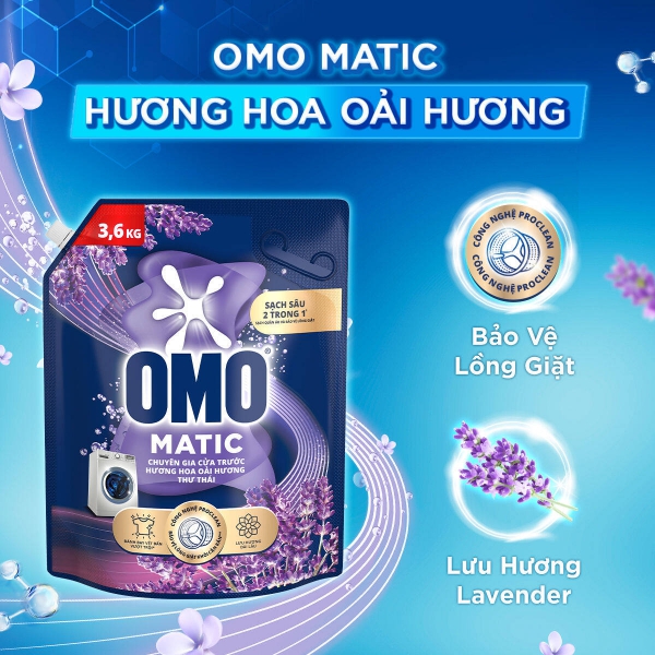 Combo 2 túi Nước giặt OMO Matic  túi 3.6/3.9/4.1kg (bao bì tùy lô nhập hàng)