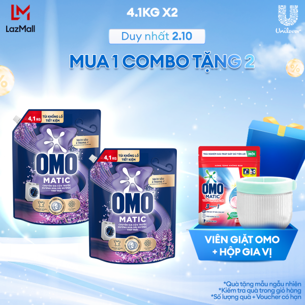 Combo 2 túi Nước giặt OMO Matic  túi 3.6/3.9/4.1kg (bao bì tùy lô nhập hàng)