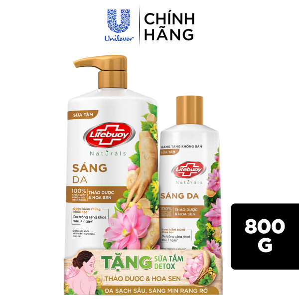 Sữa Tắm Lifebuoy Detox Diệt Khuẩn 800G chiết xuất từ thiên nhiên ngừa mùi cơ thể và sạch sâu khỏi bụi mịn (Chai) (bao bì tùy lô nhập hàng)