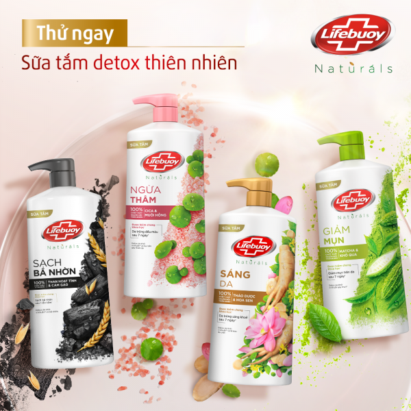 Sữa Tắm Lifebuoy Detox Diệt Khuẩn 800G chiết xuất từ thiên nhiên ngừa mùi cơ thể và sạch sâu khỏi bụi mịn (Chai) (bao bì tùy lô nhập hàng)