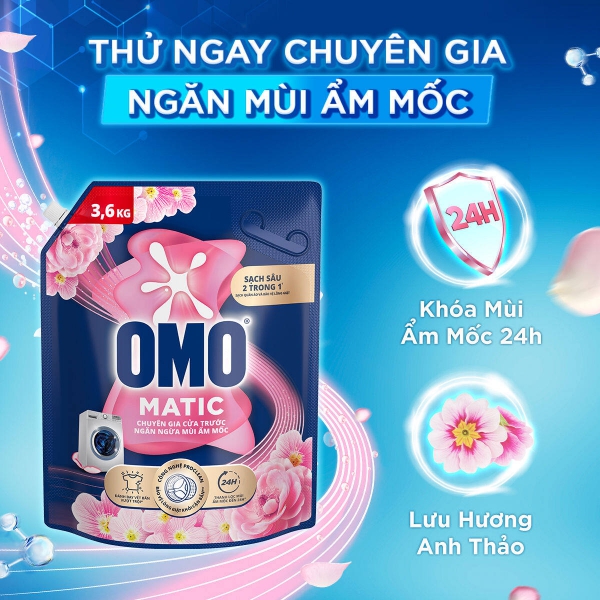 Combo 2 túi Nước giặt OMO Matic  túi 3.6/3.9/4.1kg (bao bì tùy lô nhập hàng)