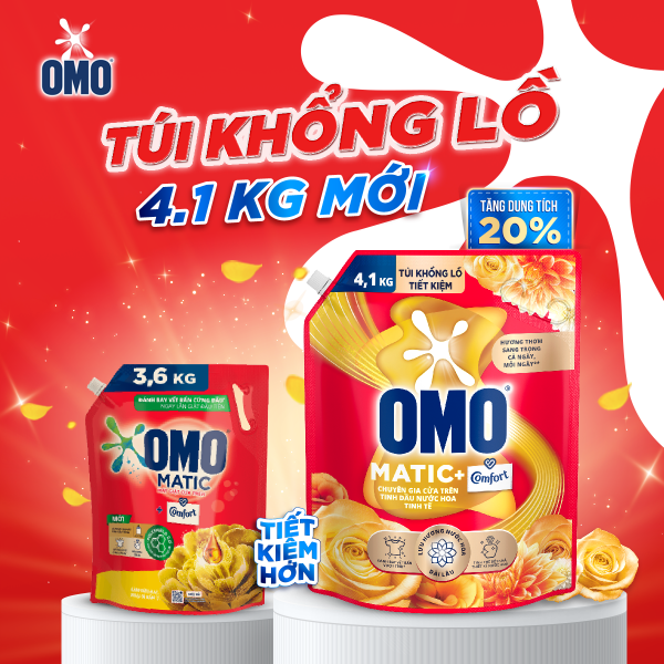 Combo 2 túi Nước giặt OMO Matic  túi 3.6/3.9/4.1kg (bao bì tùy lô nhập hàng)