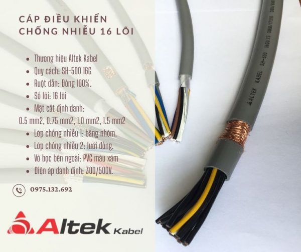 Cáp điều khiển chống nhiễu 16 lõi Altek Kabel