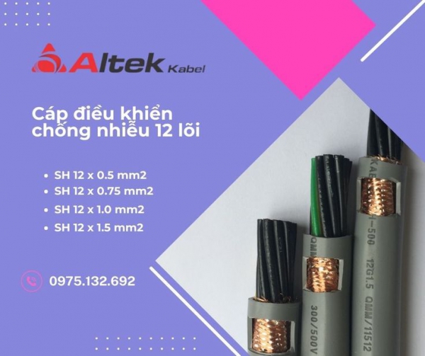 Cáp điều khiển chống nhiễu 12 lõi Altek Kabel đầy đủ kích thước